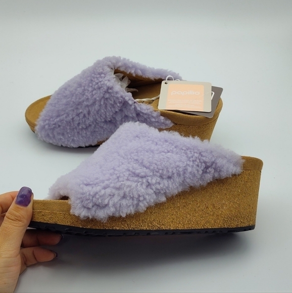 NWT BIRKENSTOCK NAMIKA TEDDY WEDGE IN LILAC EU 38 $170 - Picture 7 of 13